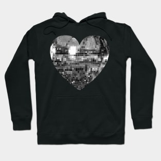 Mirrored Silver Disco Ball Heart Hoodie